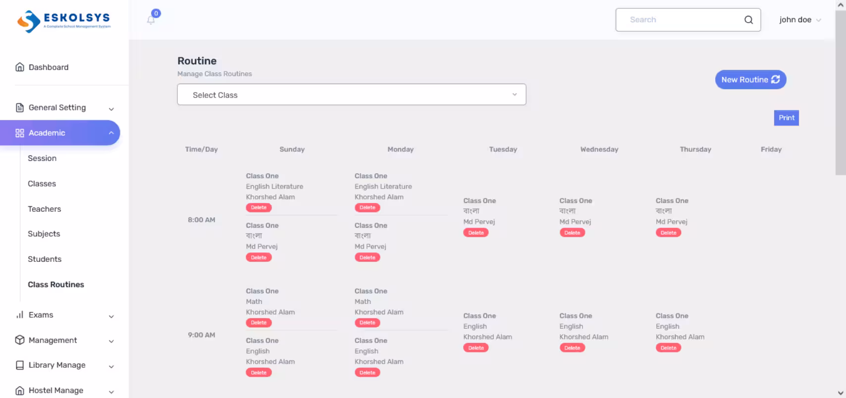 Attendance screenshot